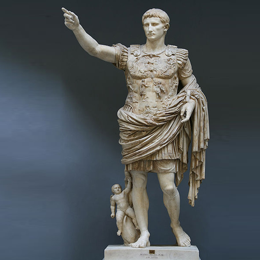 The statue of Augustus in the Chiaramonti Museum in the Vatican Museums in Rome