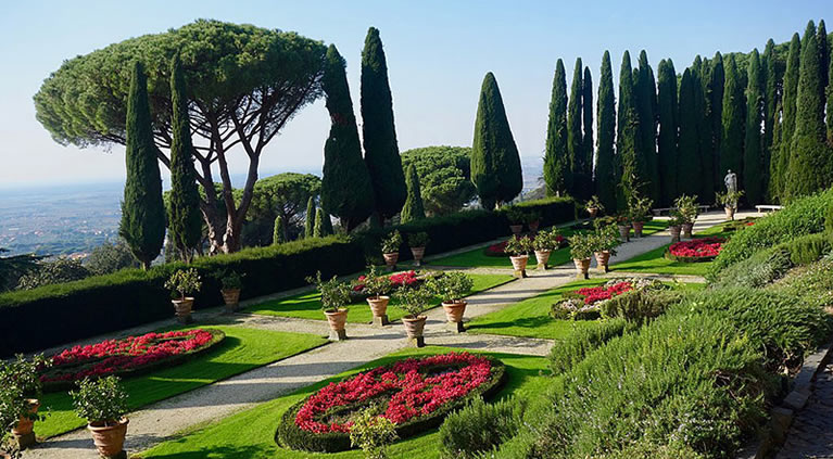 A view of the Papal Gardens in Castel Gandolfo