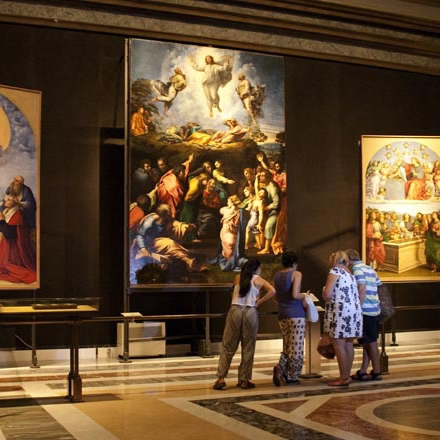 Interior of the Vatican Pinacoteca in the Vatican Museums in Rome