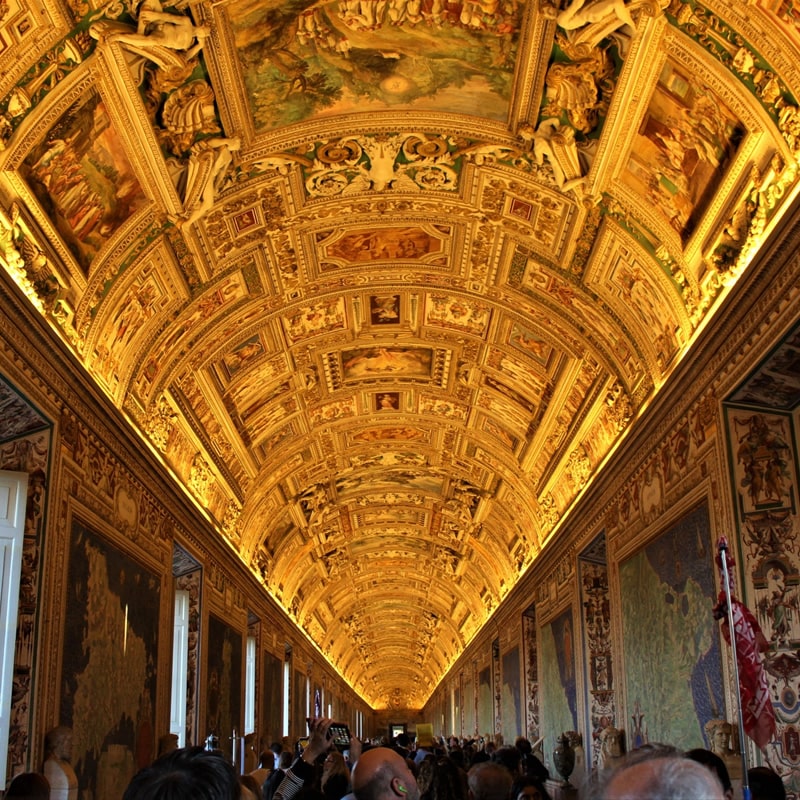 Interior of the Gallery of Geographic Maps in the Vatican Museums in Rome